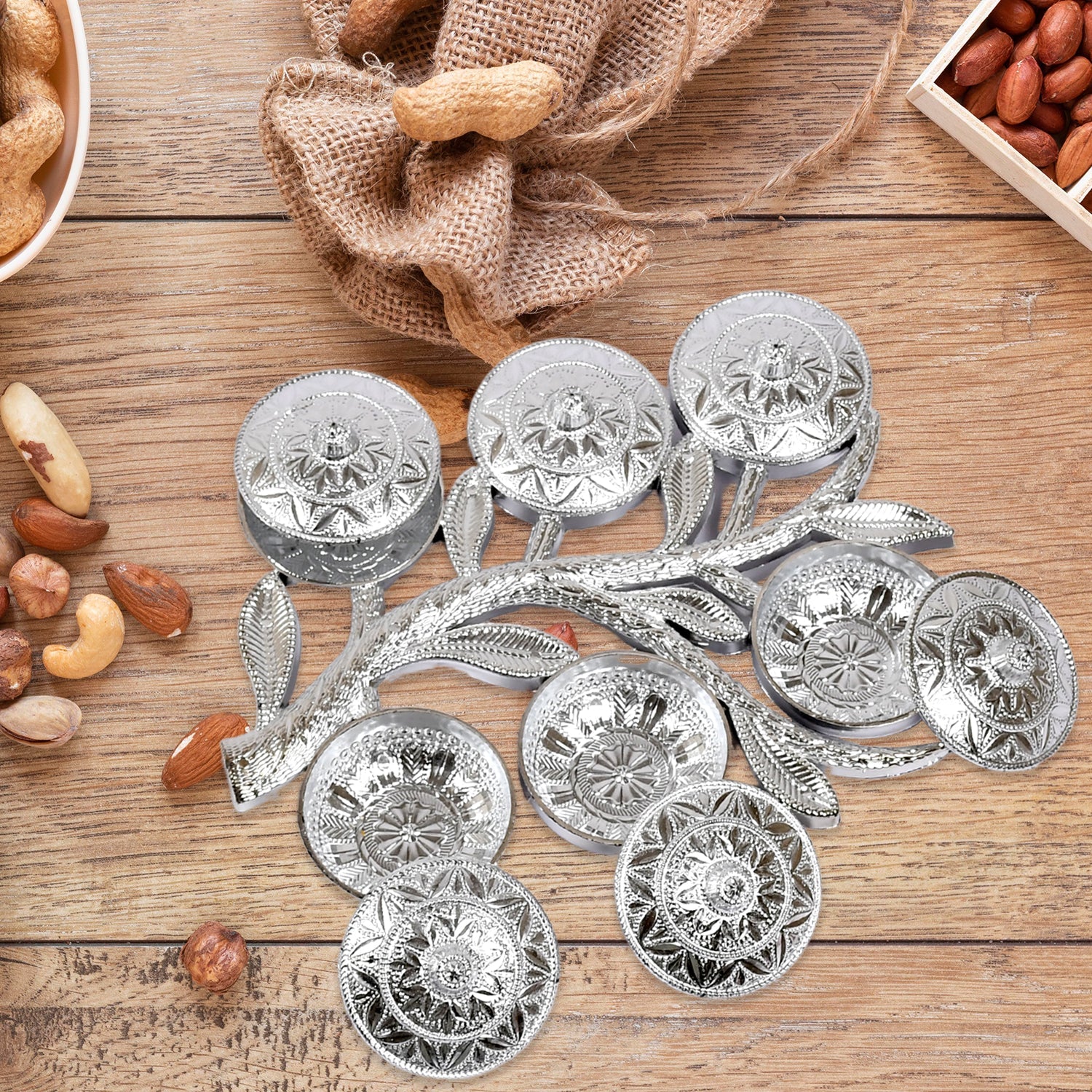 2238A Zoomkha Tree Shape 6Pc Storage Serving Tray Multipurpose Snack And Dry Fruit Serving Tray For Home Use DeoDap 2238A Zoomkha Tree Shape 6Pc Storage Serving Tray Multipurpose Snack And Dry Fruit Serving Tray For Home Use DeoDap